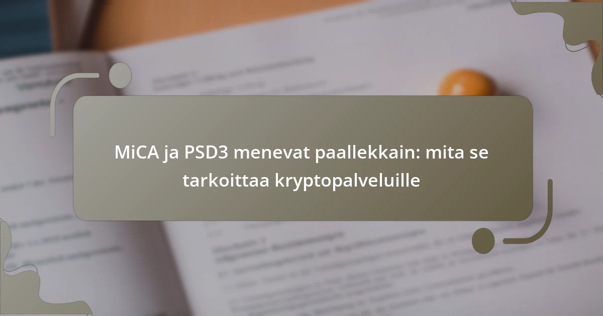 MiCA ja PSD3 menevat paallekkain: mita se tarkoittaa kryptopalveluille