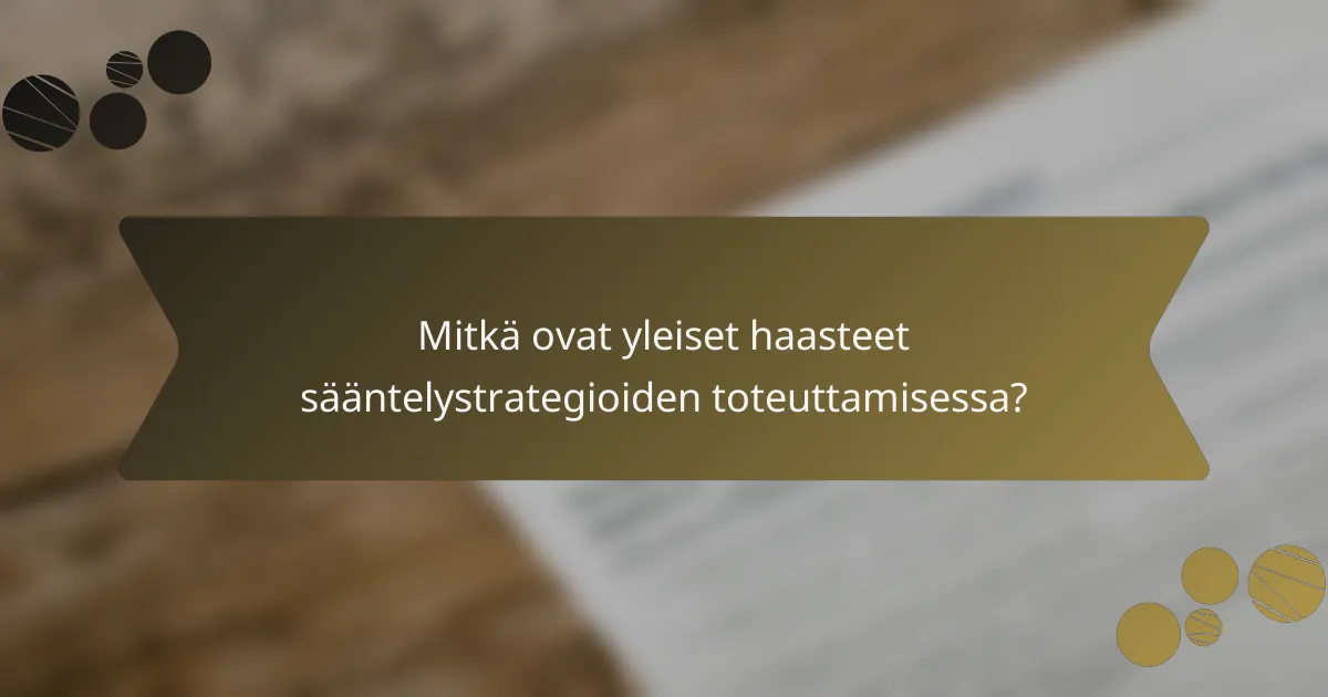 Mitkä ovat yleiset haasteet sääntelystrategioiden toteuttamisessa?